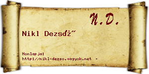 Nikl Dezső névjegykártya